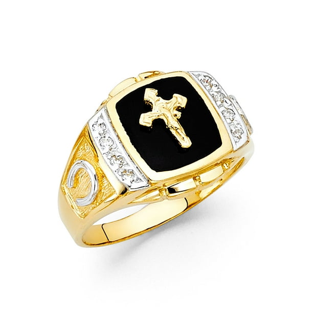 Jewel Tie Solid 14k Yellow Gold Cubic Zirconia CZ Fancy Fashion Horse Shoes Ring Size 9 